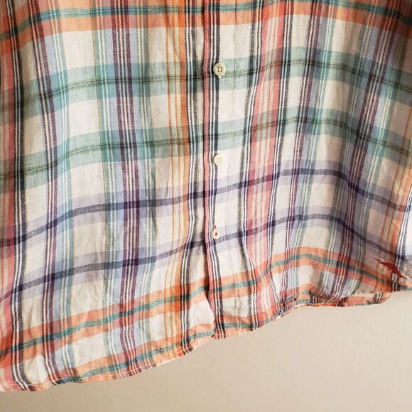 Tommy Bahama 100% Linen Plaid Shirt XL Relaxed Fit Multicolor Button Up - Picture 6 of 12